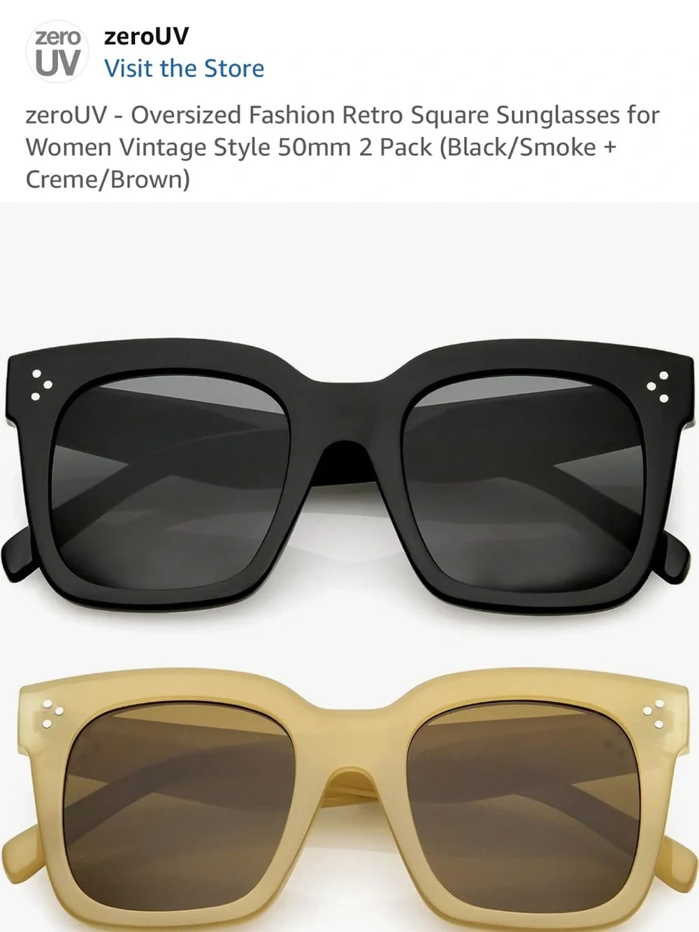 Classic Square Sunglasses - Black & Beige